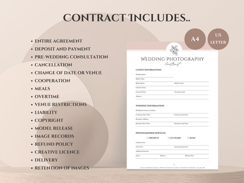 Wedding Photography Contract Template, Photographer Forms (canva) - Etsy