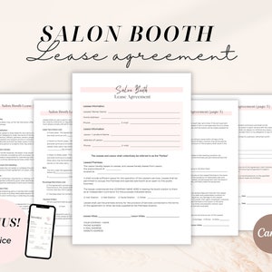 Salon Booth Rental Contract Booth Rental Agreement Salon Lease Salon Station Business form Beauty salon form Rental Contract Booth Agreement