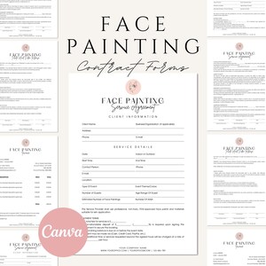 Face Painting Contract | Event Face Painter Service Agreement | Party & Event Contract Template | Business Forms for Face Painters | Canva