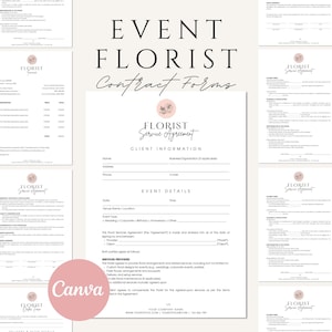 Event Florist Service Contract | Wedding & Vendor Agreement Template | Flower Arrangement  Service Forms | Florist Business Contract | Canva