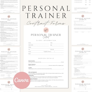 Personal Trainer Contract | Personal Training Forms | Fitness Coach Contract | Fitness Service Agreement | Personal Trainer Client Intake