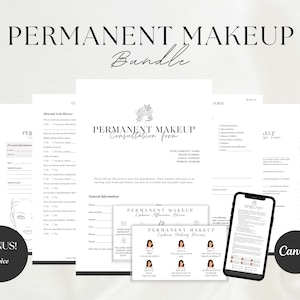 Formulaire de consentement au maquillage permanent pour les formulaires de consentement PMU Modèle de salon de beauté Formulaires d'esthéticienne Formulaire d'admission client Carte de suivi microblading
