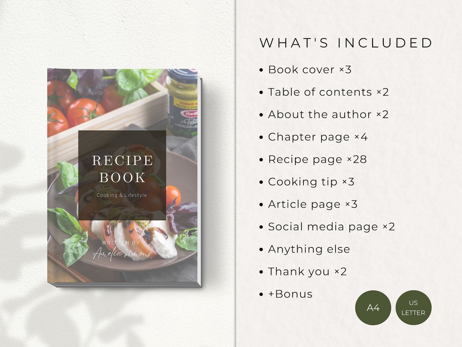 Recipe Book Template Cookbook Template Editable Cookbook Meal Planner