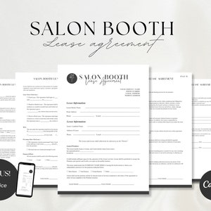 Professional Salon Booth Rental Contract Template Editable Booth Rental Agreement Salon Station Beauty Salon Salon lease Salon chair rental