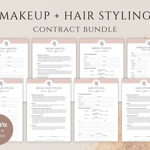 Makeup Artist + Hairstylist Contract Forms Bridal Hair Hairstylist Contract Template Bundle Bridal Service Agreement Makeup Artist MUA Canva