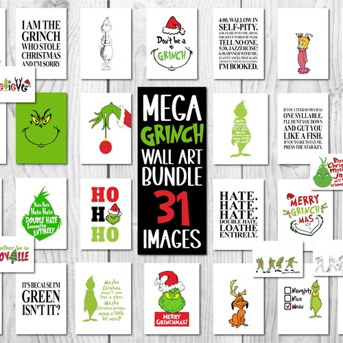 Martini Grinch Wall Art Instant Download Christmas Wall Art Etsy