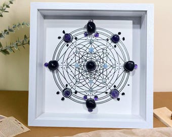 Griglia di cristallo custode / Telaio di matrice energetica di ossidiana / Protezione di cura purificante