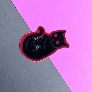 Red demon Black Cat vinyl Sticker | water bottle sticker | journal sticker | laptop sticker