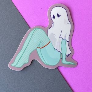 Ghost Pin Up Sticker, journal sticker, water bottle sticker,  laptop sticker, Halloween sticker