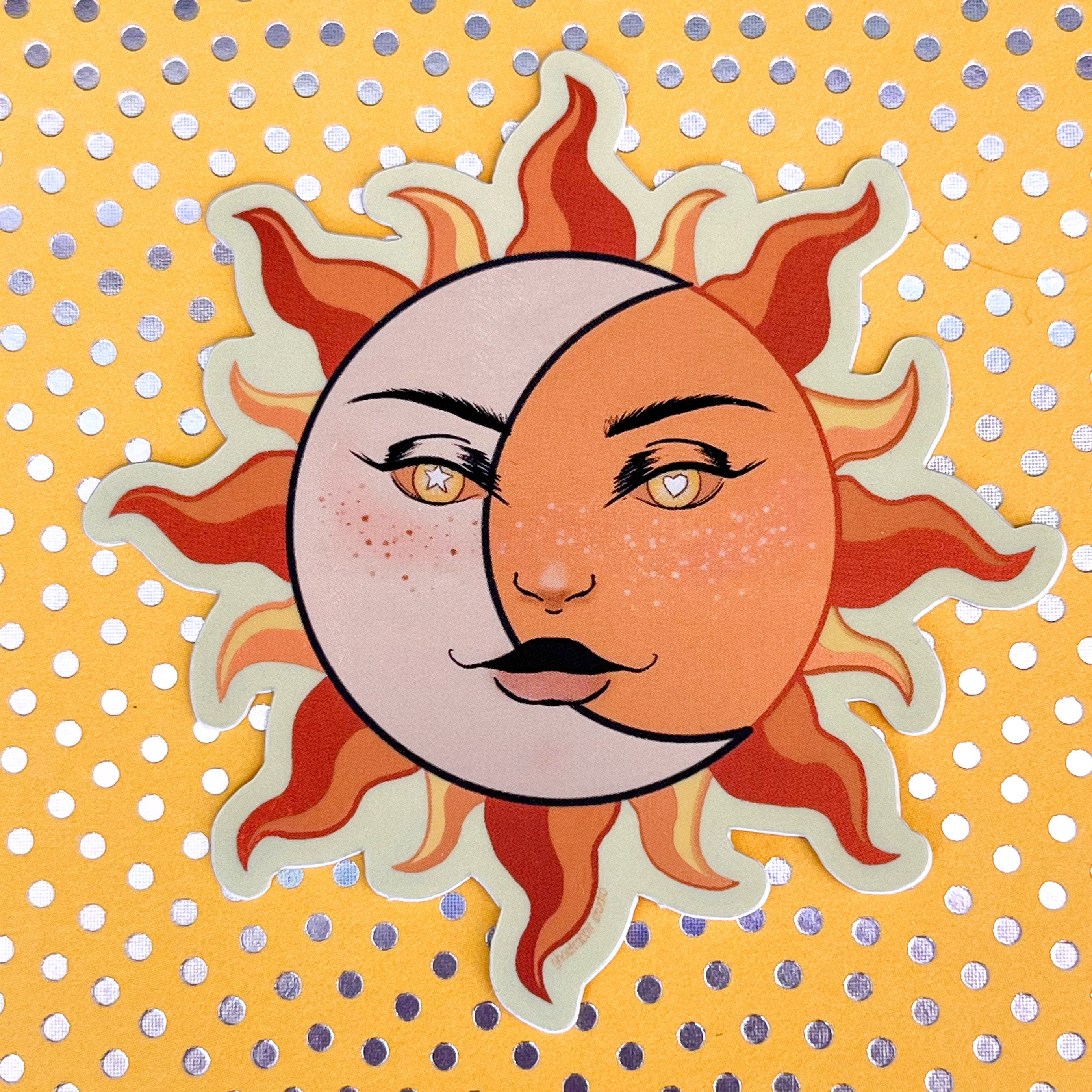 Sun and Moon Celestial Sticker: 90s Retro Mirror Vinyl Decal - Etsy