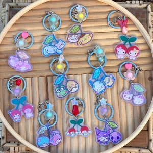 Kawaii inspired family and cherries keychain