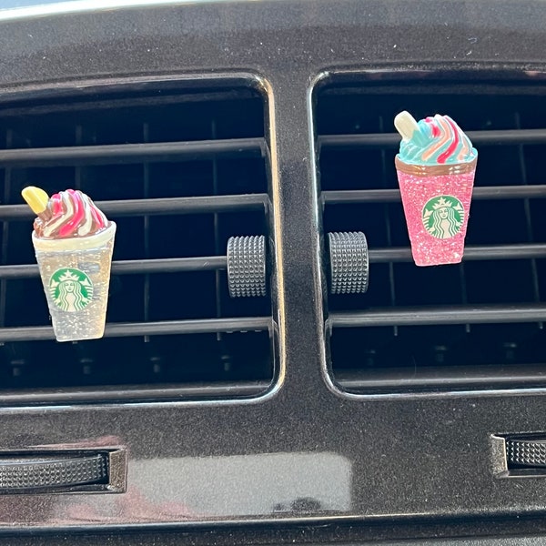 Starbie, coffee, sparkly, Frappuccino car vent clip