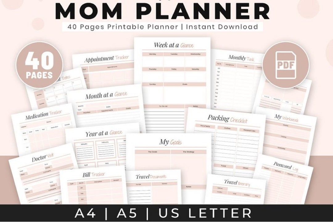 Mom Planner Life Organizer Printable Pages Schedules Family - Etsy