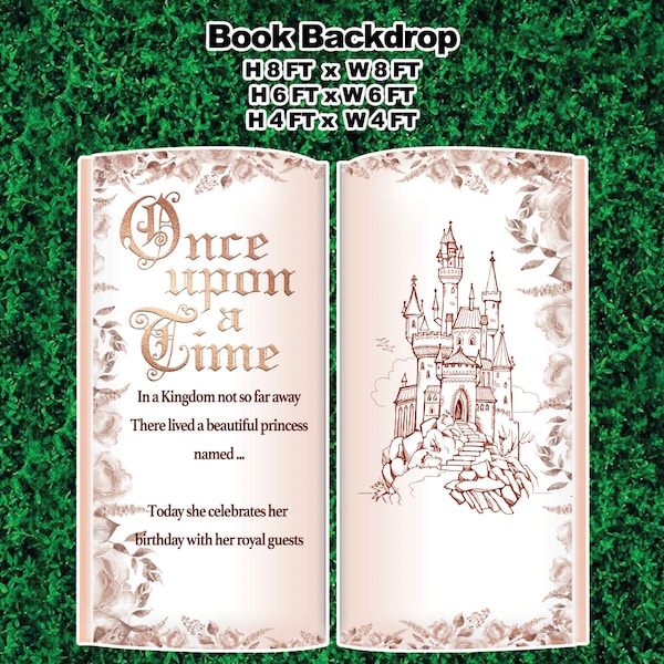 Fairytale Giant Book Once Upon a Time backdrop Happily ever after theme, Princess Story book Party props decor weather resistant Contour Cut