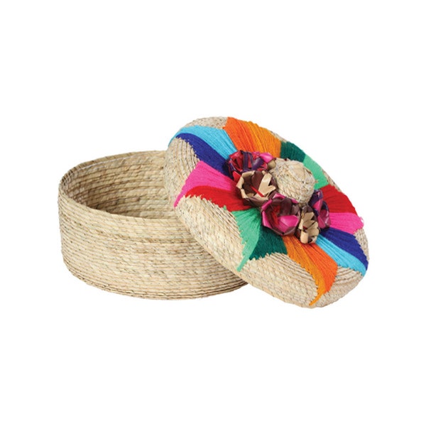 Tortilla Warmer Basket - Palm Leave Tortilla Warmer - Tortillero Mexicano - Handwoven With multi color Palm Leave