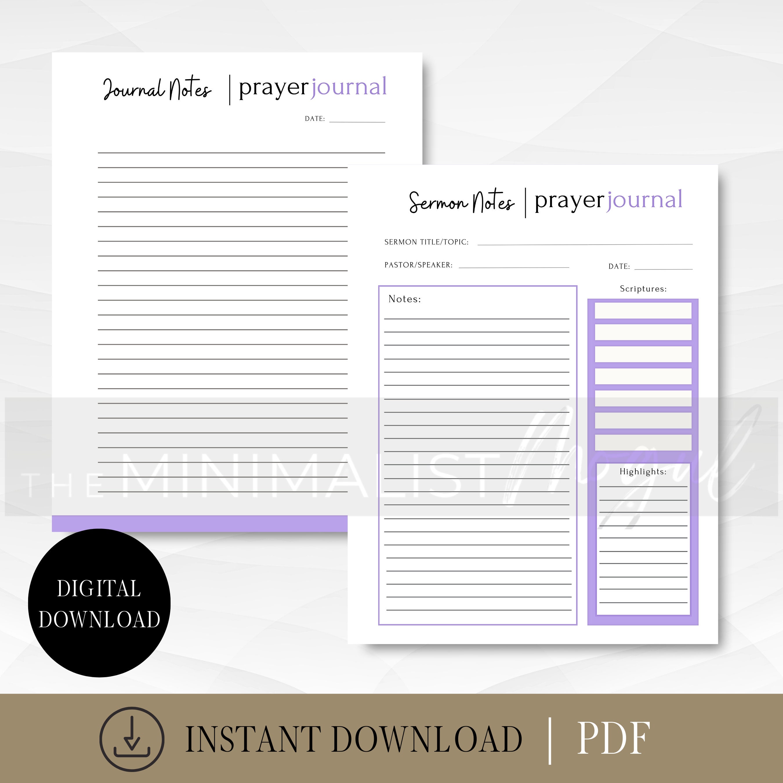 Prayer Journal Template: Bible Study Daily Devotional Notes Tracker ...