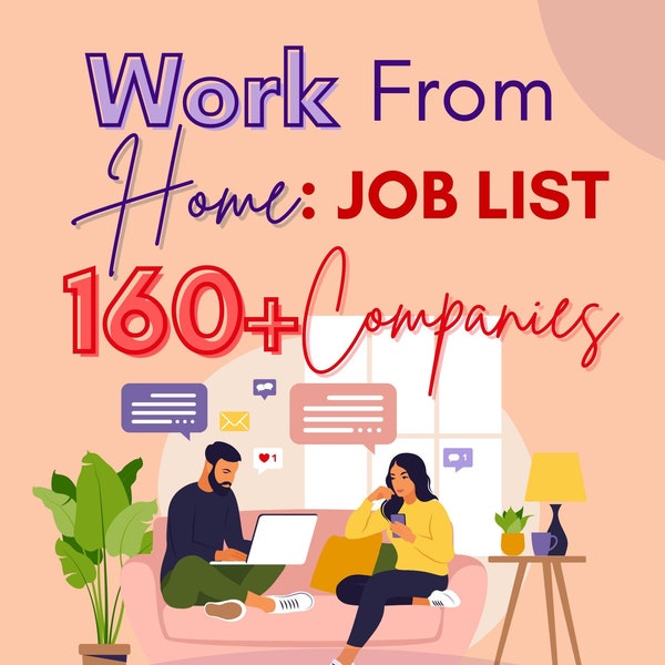 Work At Home JOB LIST: 160+COMPANIES! | Work From Home eBook | Make Money At Home | Passive Income| Work From Home Jobs |Instant Download