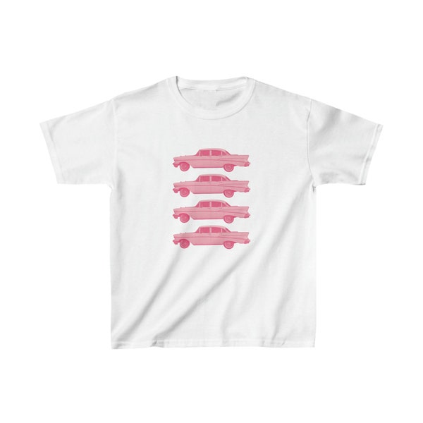 Pink Cars Baby Tee, vintage car shirt, vintage car tee, vintage car tshirt, vintage car top, y2k top, y2k baby tee, y2k shirt, baby tee