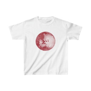 Red Disco Ball Baby Tee, vintage disco ball shirt, disco ball tee aesthetic, aesthetic shirts, aesthetic tee, aesthetic shirt, y2k top