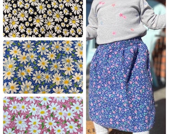 Infant/Toddler casual skirt. comfortable modest daisy print skirt