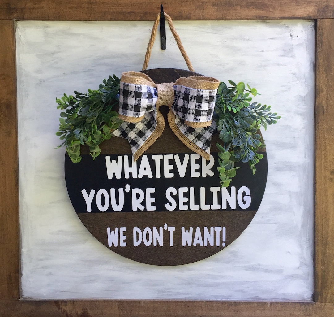 Funny No Soliciting Door Hanger: Snarky Door Wreath With Bow - Etsy