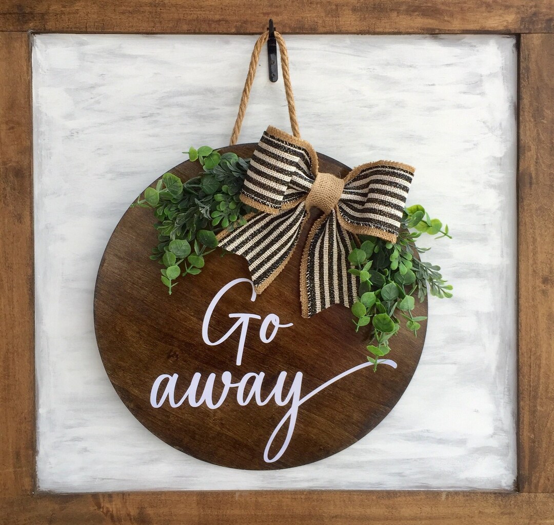 Go Away Door Hanger: 14" Snarky Welcome Sign With Bow - Etsy
