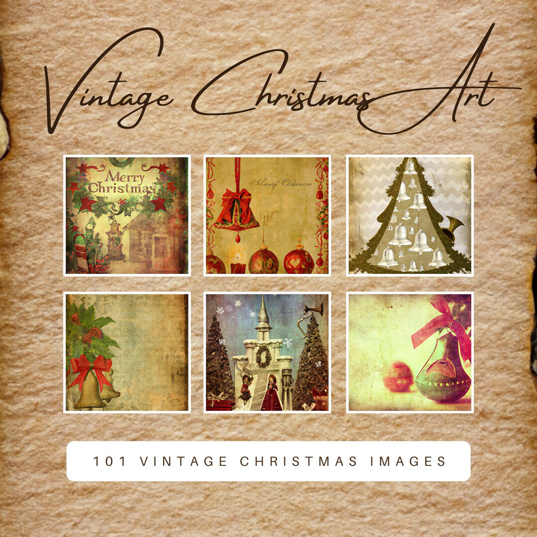101 Vintage Christmas Images, Vintage Christmas Art, Christmas Bundle