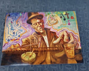 5x7" inch Post Card, "Waltzing Waits"  from the original oil painting, by Mike Fahl, mailed anywhere in the world.