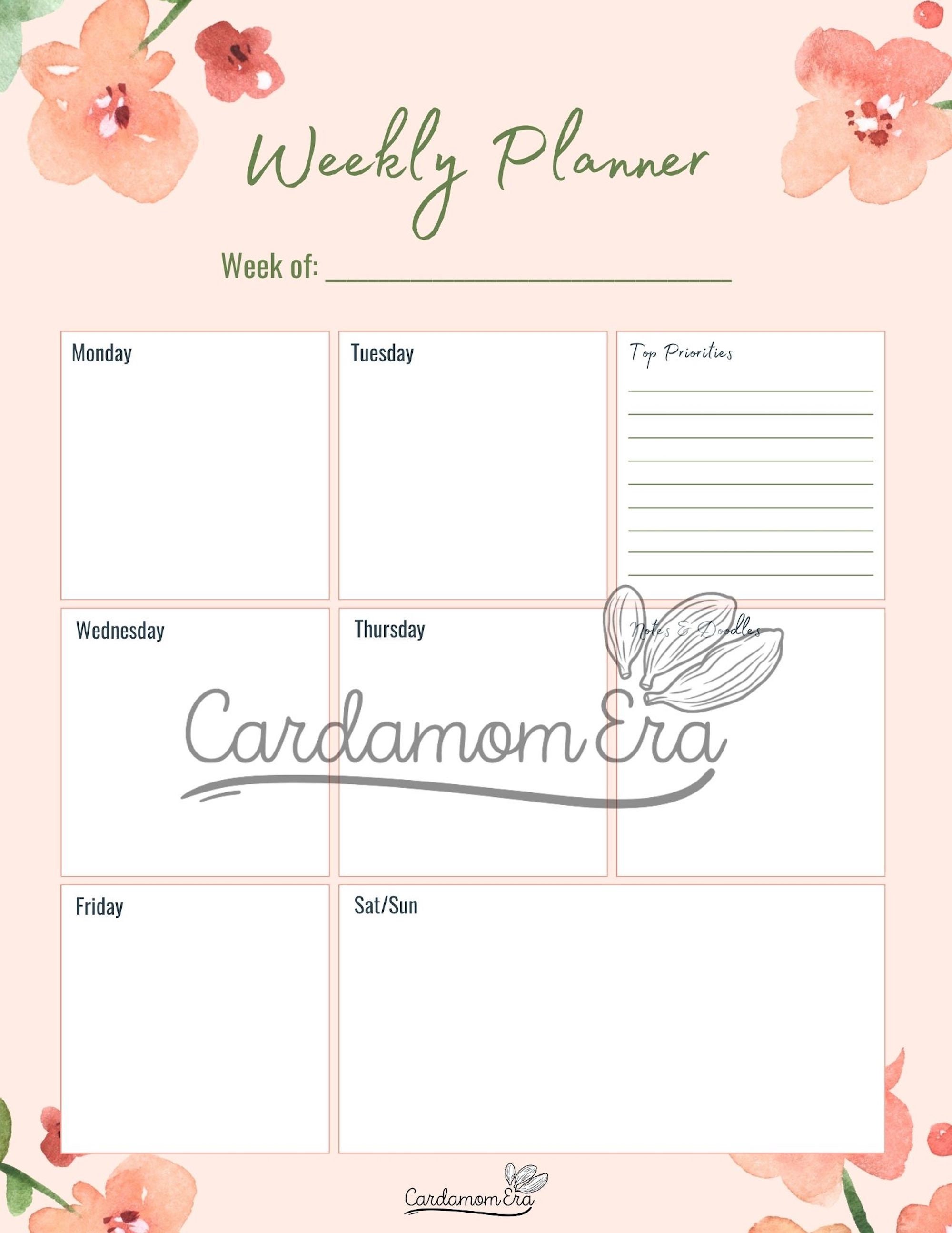 Floral Weekly Planner Pack Printable Pages - Etsy