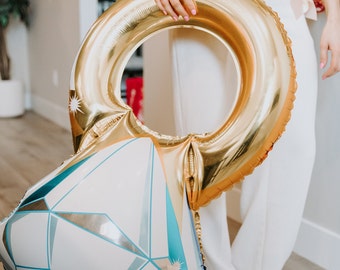 Jumbo Ring Braut Ballon für großen Ballon Verlobungsring Bachelorette Dekorationen Brautparty Golddekoration Junggesellinnenabschied