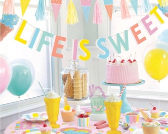 Ice Cream Party | Ice Cream Napkins | Two Sweet Birthday| Ice Cream Banner | Ice Cream Birthday, Ice Cream Decoration, Pastel Ice Cream Cone