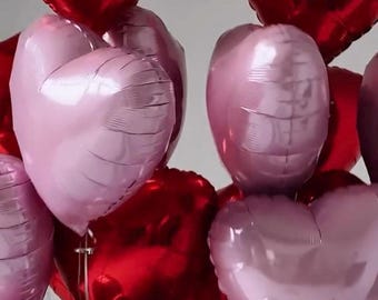 Decoración con globos en forma de corazón para despedida de soltera, despedida de soltera, amor, rosa fuerte, corazón rojo, globo de helio, decoración para despedida de soltera