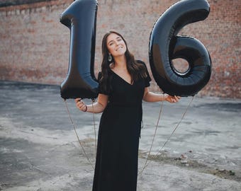 Jumbo 40” Black Number Foil Balloon Milestone Birthday Party Decoration
