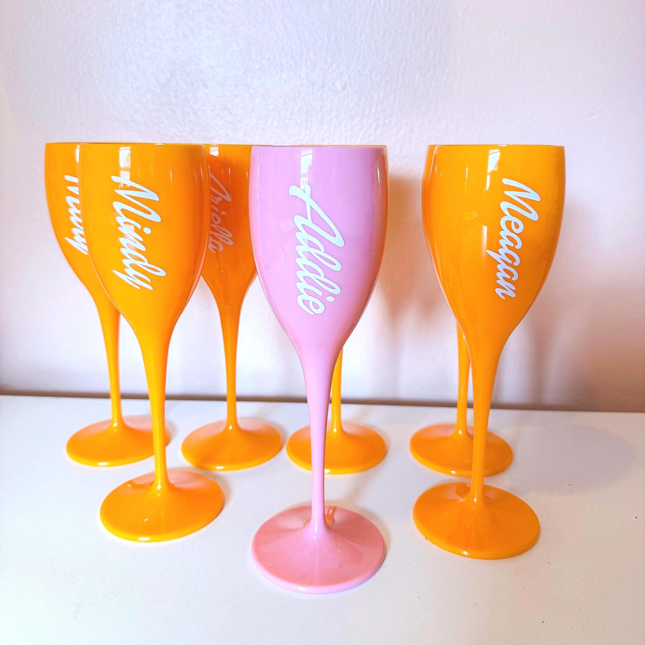 Coupe Veuve personnalisée flûte à champagne Rendez-vous Veuve Bachelorette verre orange rose nom personnalisé demoiselle d'honneur cadeau EVJF faveur EVJF