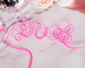 BRIDE STRAW, Bachelorette Straw, Bachelorette Party Decoration, Babe Straws, Pink Straws, Bridal Shower Decoration, Babe Curly Straw, Bride