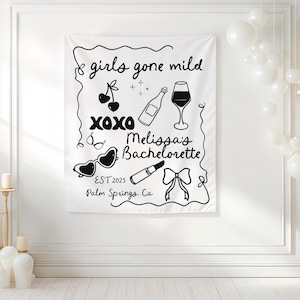 Girls Gone Mild Banner Bachelorette Party Decoration Bachelorette Wall Tapestry Personalized Slumber Party Tapestry Backdrop Custom Decor