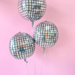 Globo de aluminio con forma de bola de discoteca, decoración para despedida de soltera, helio, fiesta de cumpleaños, celebración de Nochevieja, Mylar plateado