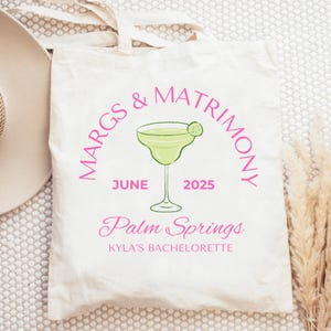 Margs and Matrimony Personalized Tote Bag Custom Margartia Bachelorette Party Favor Hangover SOS Kit Gift Bag Hen Party Mexico Bachelorette