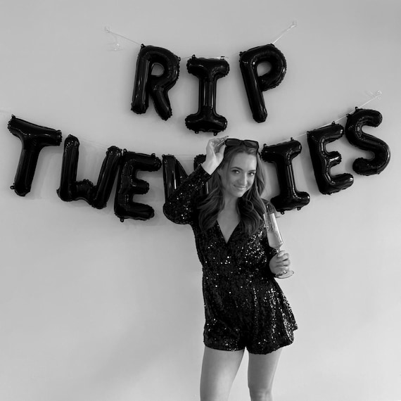 Death to My Twenties RIP 20s RIP Twenties Birthday Party Halloween Birthday Decorations Black Birthday Balloons Goth Skull Decoration