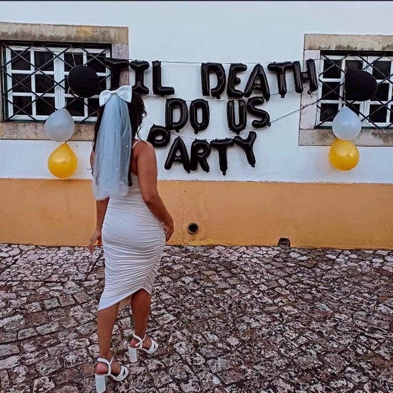 Til Death Do Us Party Balloon Banner Bride or Die RIP Single Life Bachelorette Decor Halloween