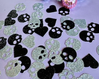 RIP Single Life Confetti Bride or Die Til Death Do Us Party Bachelorette Halloween Confetti Skull Goth Black Decorations Skull