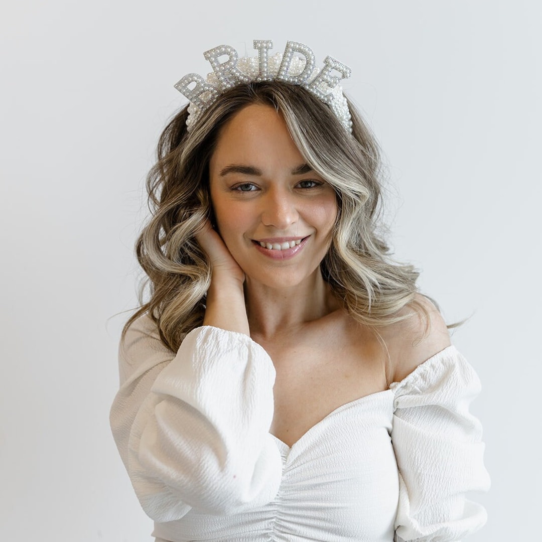 Bride To Be Haarreif Mit Schleier - Braut Headband Perlen Strass Junggesellinnen