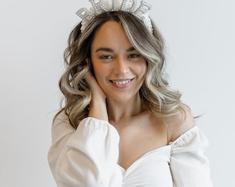 Diadema de novia, regalo de novia, diadema de perlas, sombrero de novia para despedida de soltera, velo de novia, faja de novia, decoración de despedida de soltera, regalo de despedida de soltera