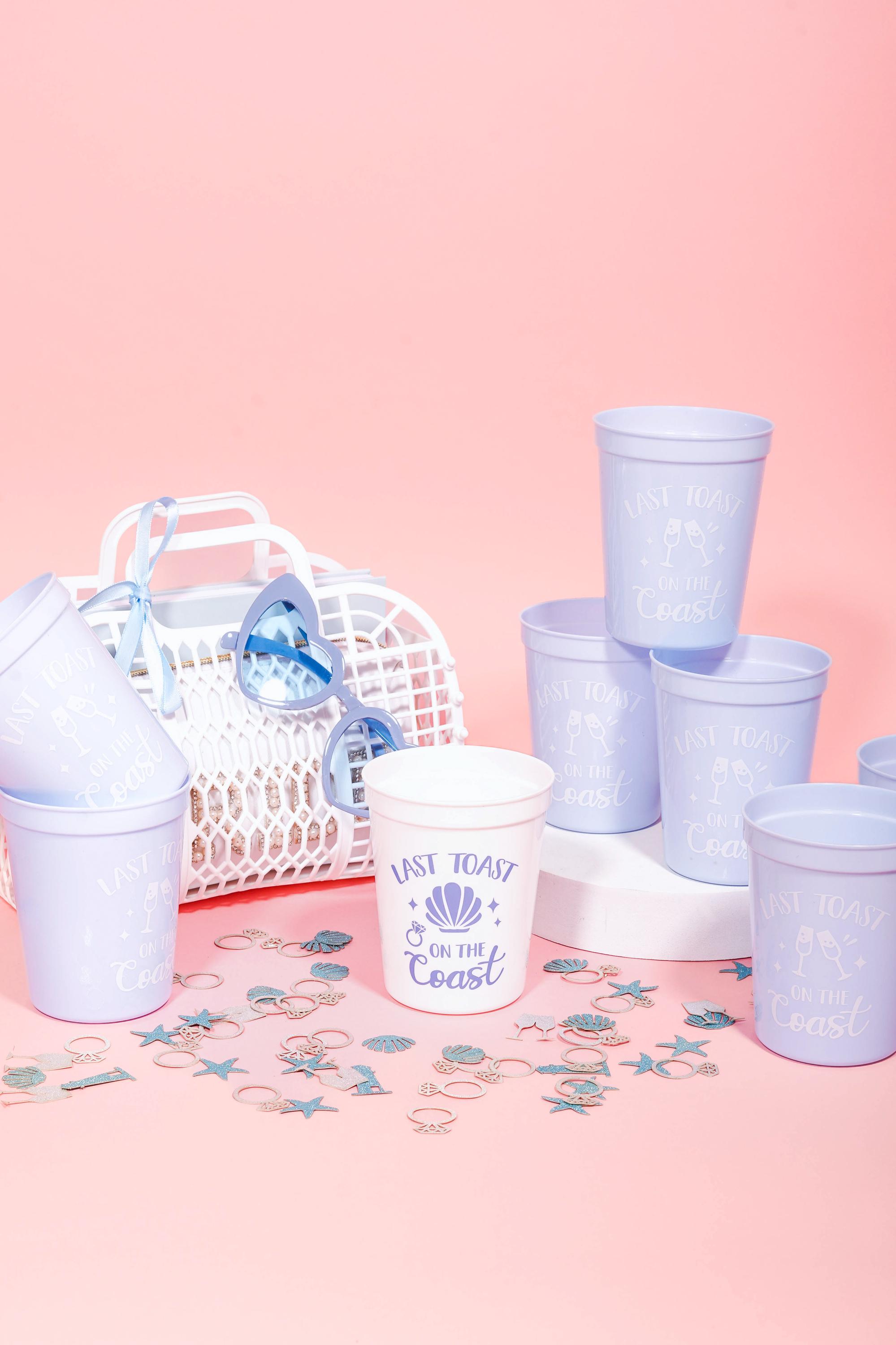 Bandera De Last Toast On The Coast – Decoración Costera Para Despedida De Soltera, Decoración Náutica Para Fiestas De Despedida De Soltera, Con Botella De Champaña Y Anillo De Purpurina Azul