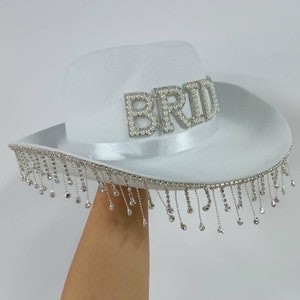 Cappello da cowboy per la sposa Regalo per la sposa Addio al nubilato Cappello con strass per la sposa Velo per la sposa Addio al nubilato a Nashville Addio al nubilato ad Austin Addio al nubilato a Cowgirl