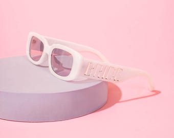 Bride White Chic Sunglasses Bachelorette Mexico Destination Wedding