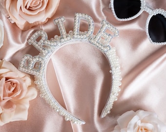 Diadema de novia, despedida de soltera, regalo para novia, perla para sombrero de novia, velo de novia, faja de novia, decoración para despedida de soltera, regalo para despedida de soltera