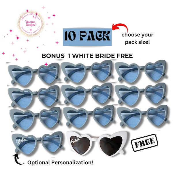 Óculos de Sol Personalizados com Coração Azul para Madrinhas: Último Brinde na Praia - Despedida de Solteira