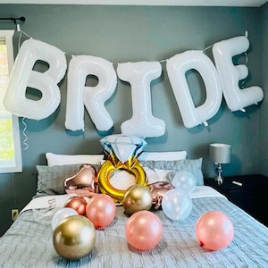 Ballon de mariée géant pour décoration de célibataire, bannière future mariée, ballon bohème argenté blanc, arche de mariée, idées de fête de poule, cadeau pour la mariée