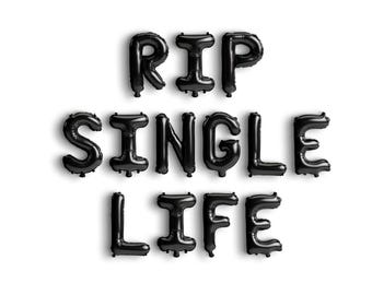 RIP Single Life Balloon Til Death do Us Party Black Silver Halloween Bachelorette Decoration Goth Skull Spooky Bachelorette Hen party